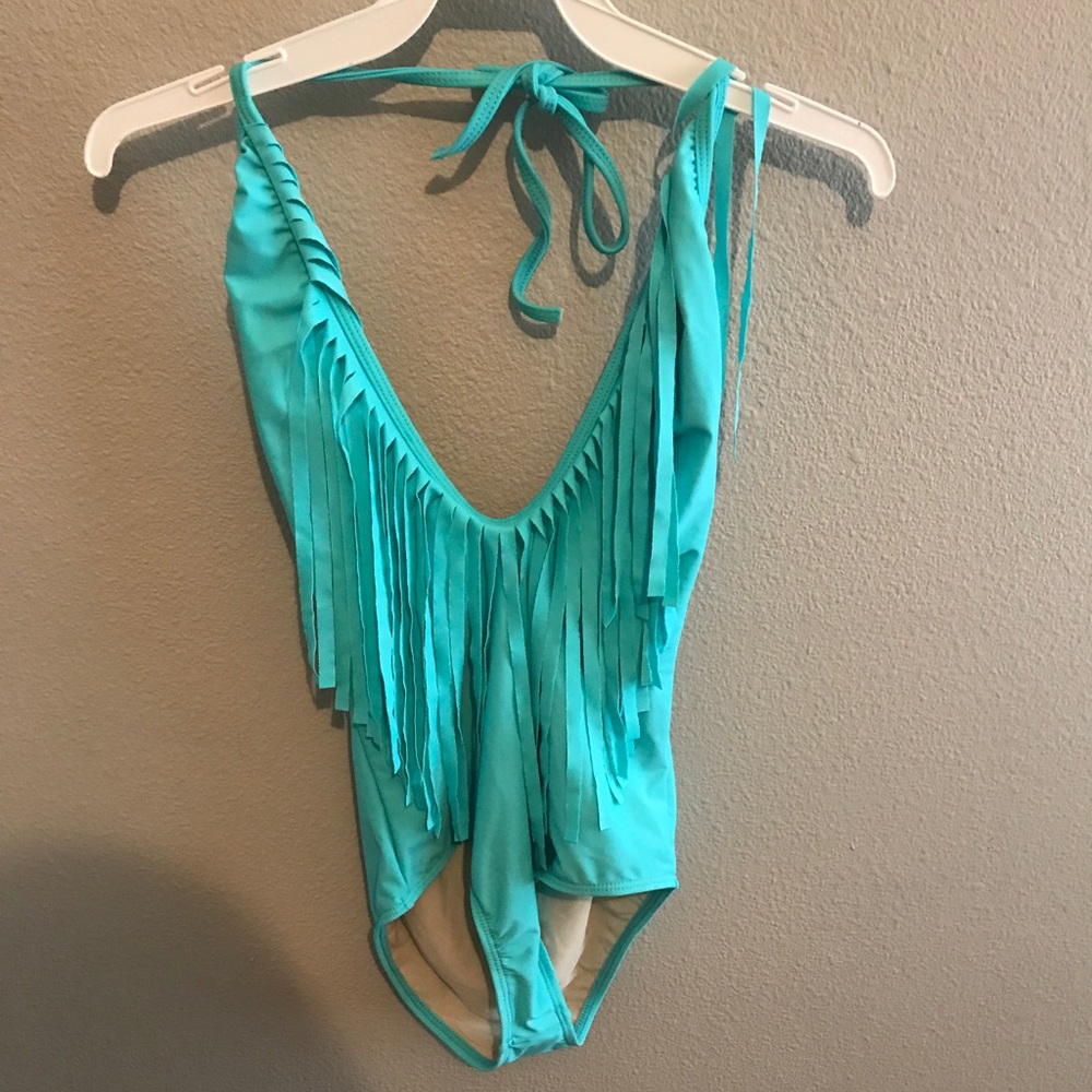 One piece fringe swimsuit